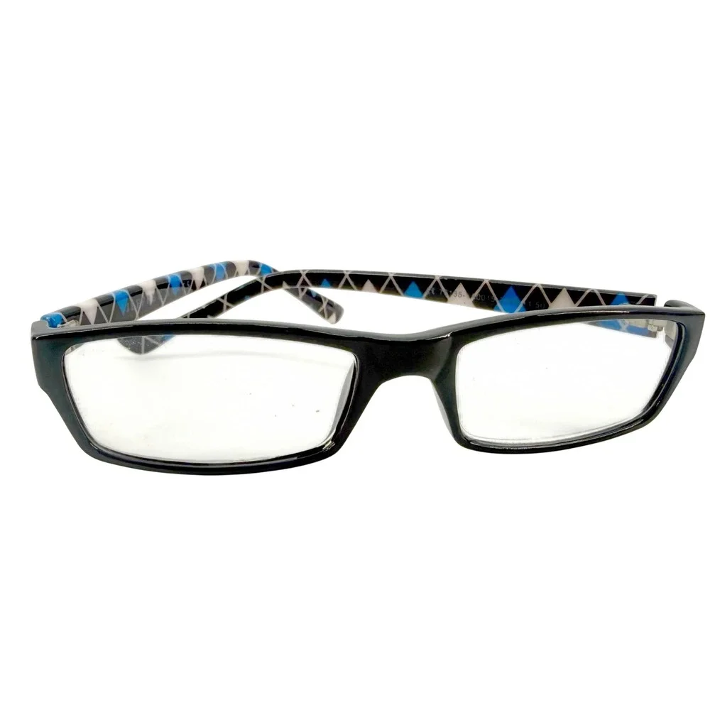 Jeffrey Banks Reading Glasses Unisex Black Royal Blue Argyle Rectangular Preppy